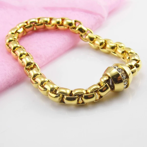 High Quality Wholesale Brand Name Jewelry New Fashion Bracelets Rose Gold Color Circular Magnet Crystal Women Bracelet