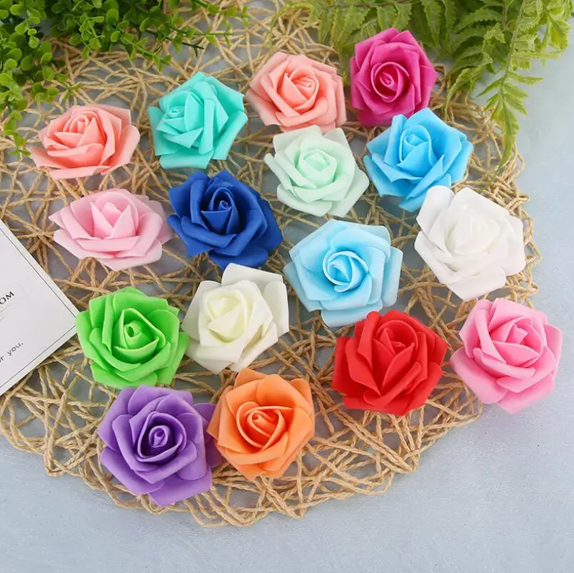 

6cm Single Foam Rose Flowers Stem in 12 Different Colors For Selection Wedding Flowers LX6285