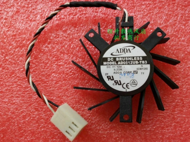 Original ADDA AD0512UB-TB3 DC12V 0.22A 3 line hole spacing 2.7*3.5mm graphics card fan