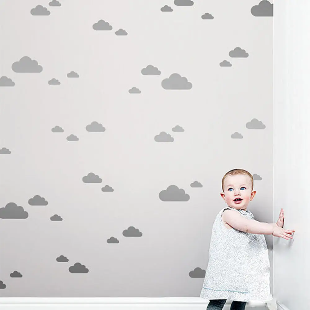 56pcs/set White Clouds Wall Stickers Big Size Clouds with mini clouds Wall Stickers For Kids Room Nursery Wall Art Mural D901