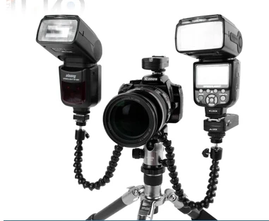 Podwójne ramię aparat fotograficzny regulowany uchwyt na wspornik lampy błyskowej makro shot do latarka statywu