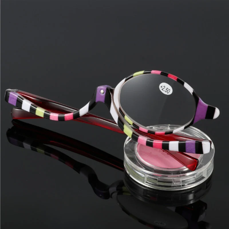 Magnifying Glasses Makeup Cosmetic Reading Glass Folding Eyeglasses Rotating Cosmetic Farsighted Spectacle General +1.0 ~ +4.0