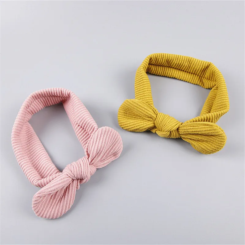 201 Kids Girls Rabbit Bow Ear Hairband Headband Turban Knot Head Wraps fashion Cute sweet Solid color Headband