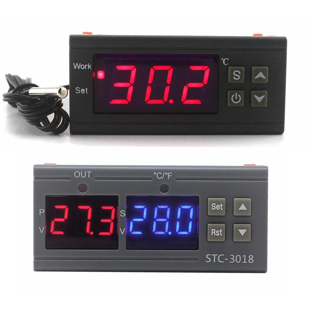 10A 30AIntelligent Digital Temperature Controller Thermostat Thermometer Thermoregulator Incubator Relay Output KT1210W STC-3018