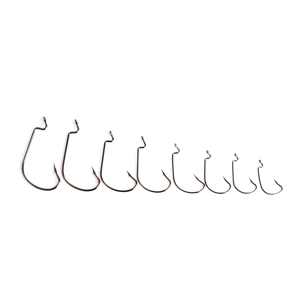 NGB 6-12PCS High Carbon Steel Offset Fishing Hook 5/0#-4# Barbed Sharp Crank Hook Lure Worm Fishing Accessories