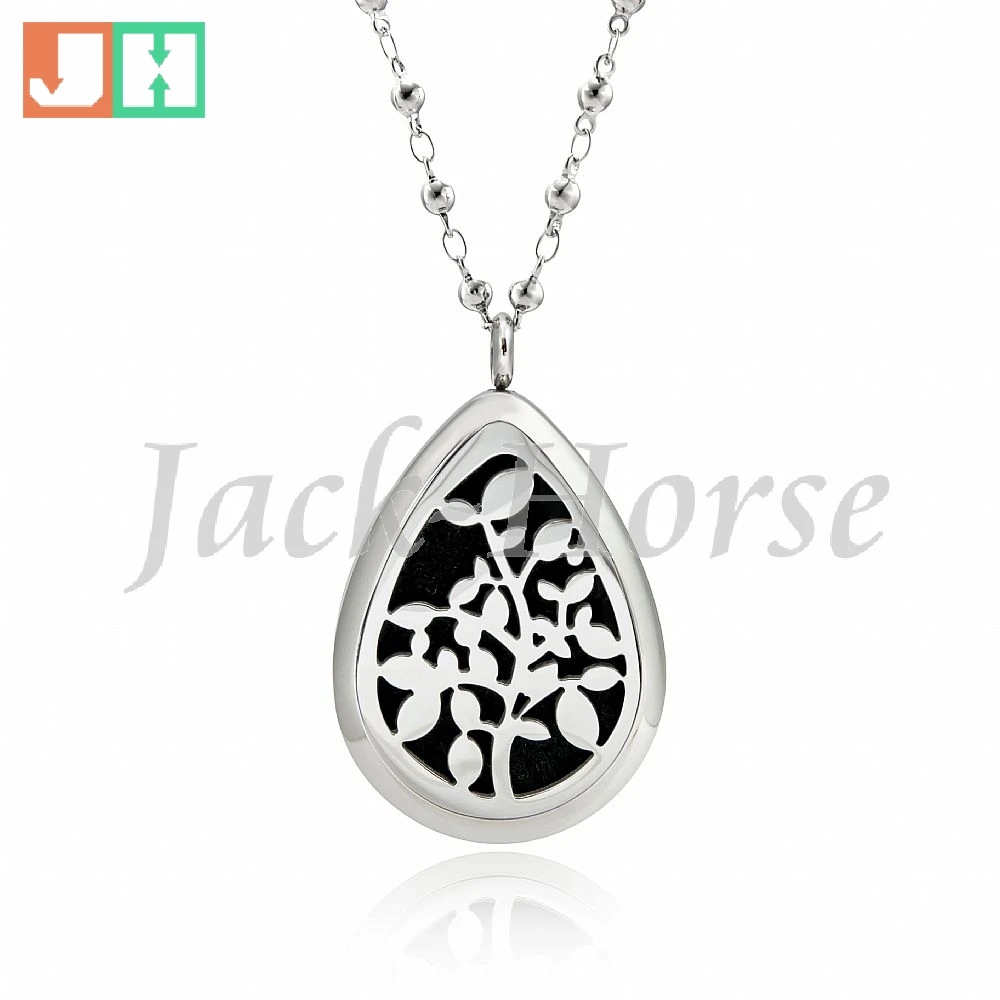 Stainless Steel Essential Oil Diffuser Necklace Pendant Perfume Pendant water drop tear drop Aromatherapy Pendant Necklace