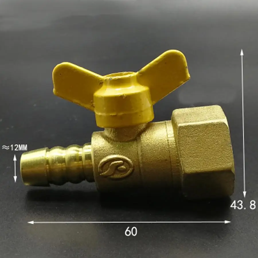 

DN15 1/2" BSP Female To 12mm Hose Barb Brass Ball Valve Air Fuel Gas With Butterfly Handle