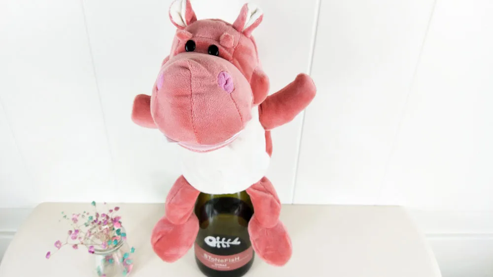 Jouet en peluche hippopotame rose pour enfants, marionnette à main en peluche