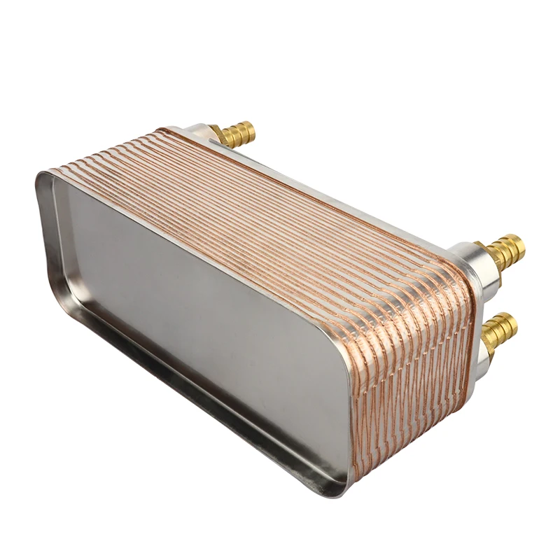 Plate heat exchanger with 4pcs Hose Barb,30 Plate Wort Chiller,304 Stainless Steel&20mm Garden hose Thread,Directly connect P