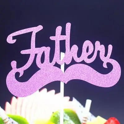 DIY Happy Father's Day Happy Birthday Father Moustache Cake Flag Topper For Birthday Father's Day Party Cake Baking Decor