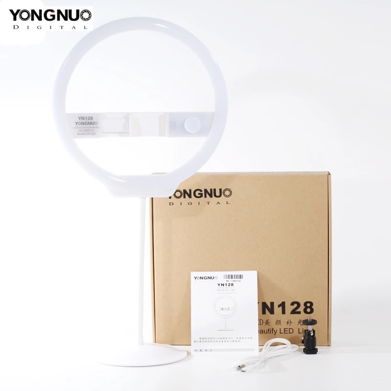 YONGNUO YN128 Mobile Phone LED Fill Light Beauty Lamp 3200K-5500K Adjustable Color Temperature Ring Light For Smart Phones