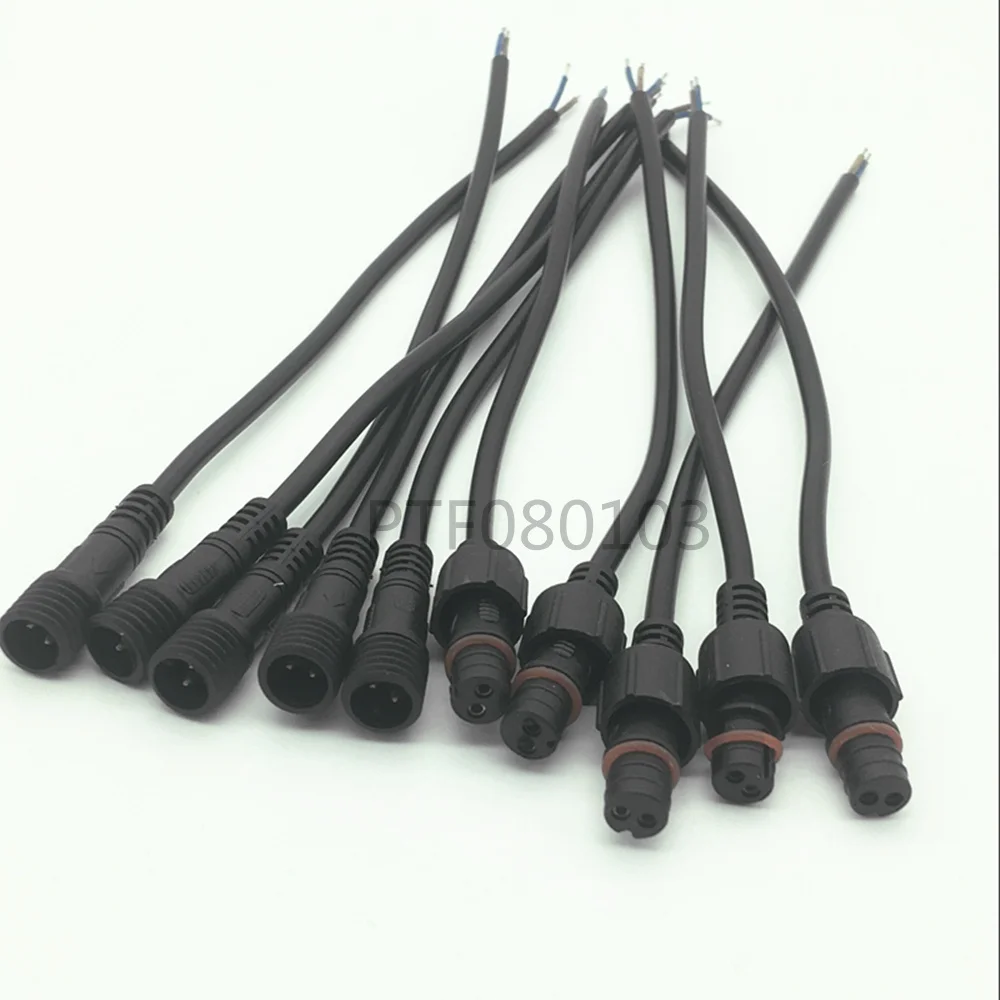 5/10/20/50pcs/pack 2pin Male to Female Connector Waterproof Cable 2Pin BLACK for single color LED Strips Light