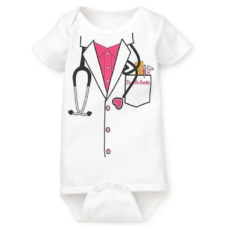 

Hooyi Short Sleeve baby Girl bodysuits girls Jumpsuits doctor Newborn Clothes 100% Cotton