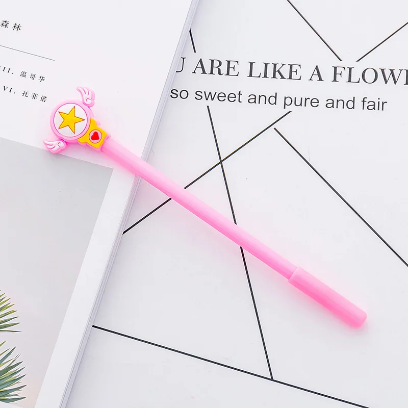 1 Pcs Girl Star Magic Wand Shape Black Neutral Pen Creative Student Signature Pen Examination Pen Stationery Supplies Kawaii Pen