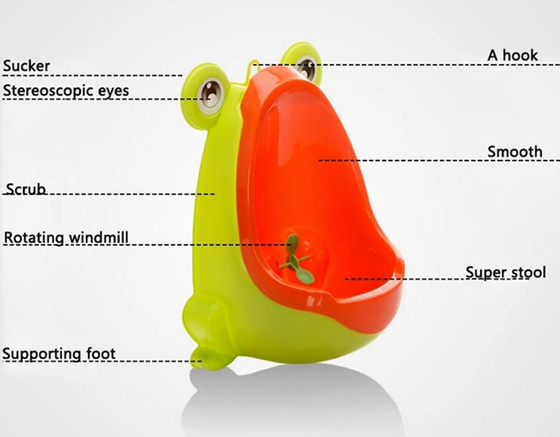 Cute Ergonomic Frog Children Baby Potty Toilet Trainers Urinals Boy Hook Kids Potty Training Portable Toilet Windmill 0-6years