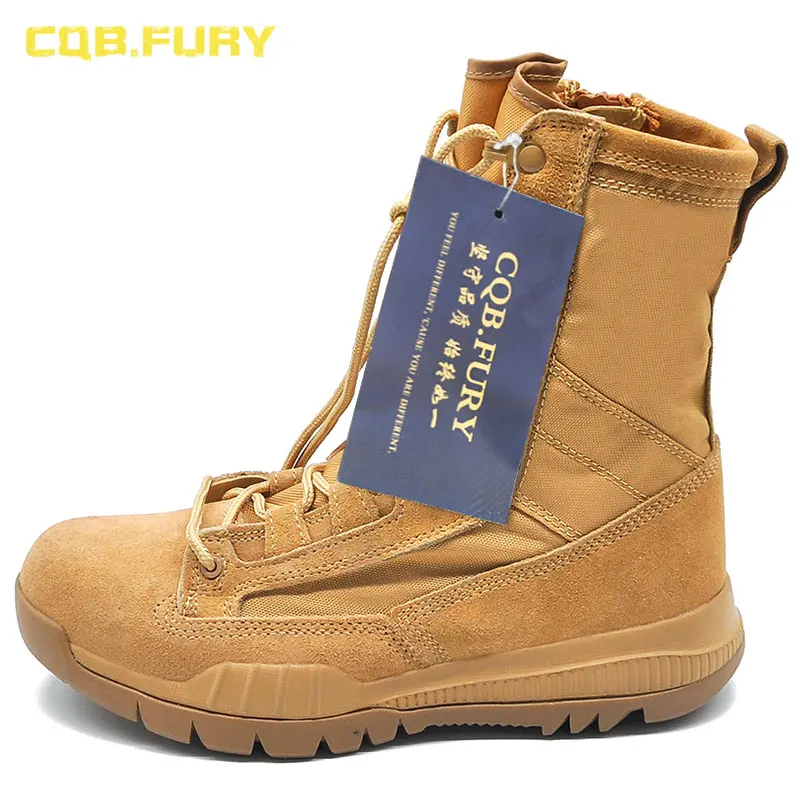 CQB.FURY Spring Mens Army Tactical Boots Fashion Style Comfortable Cow suede desert combat boot Ankle-up army boots with zipper