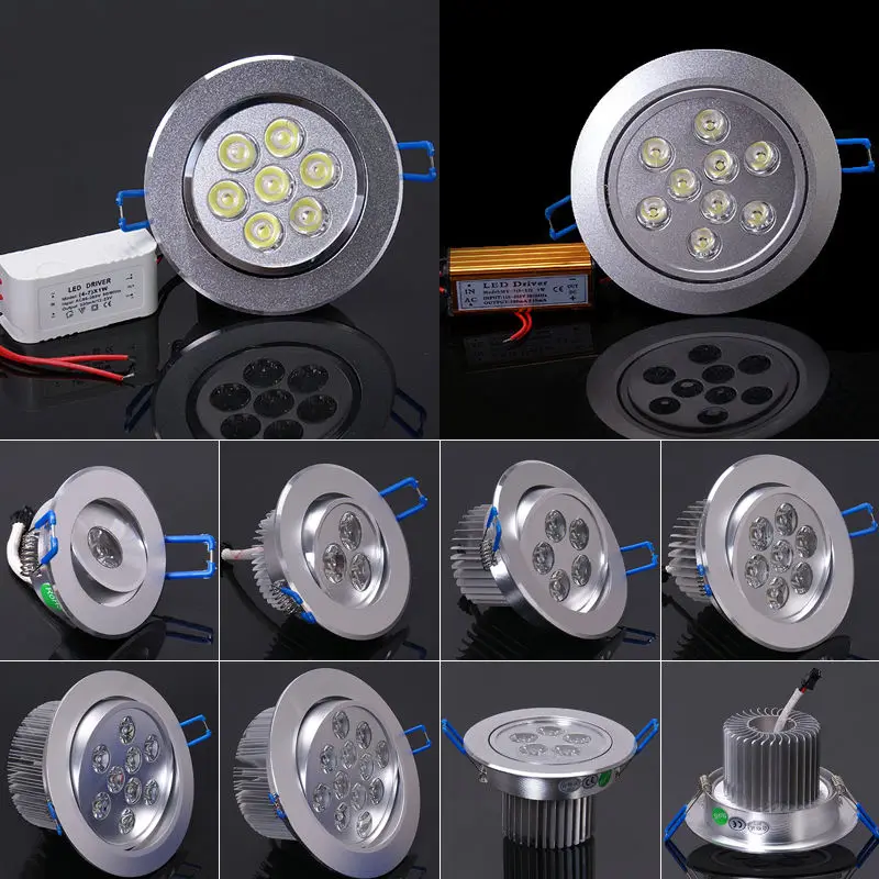 

5pieces/lot 1W 3W 5W 7W 9W 12W LED Cabinet Recessed Downlight Gimbal Ceiling Spot Light Bulb AC85-265V