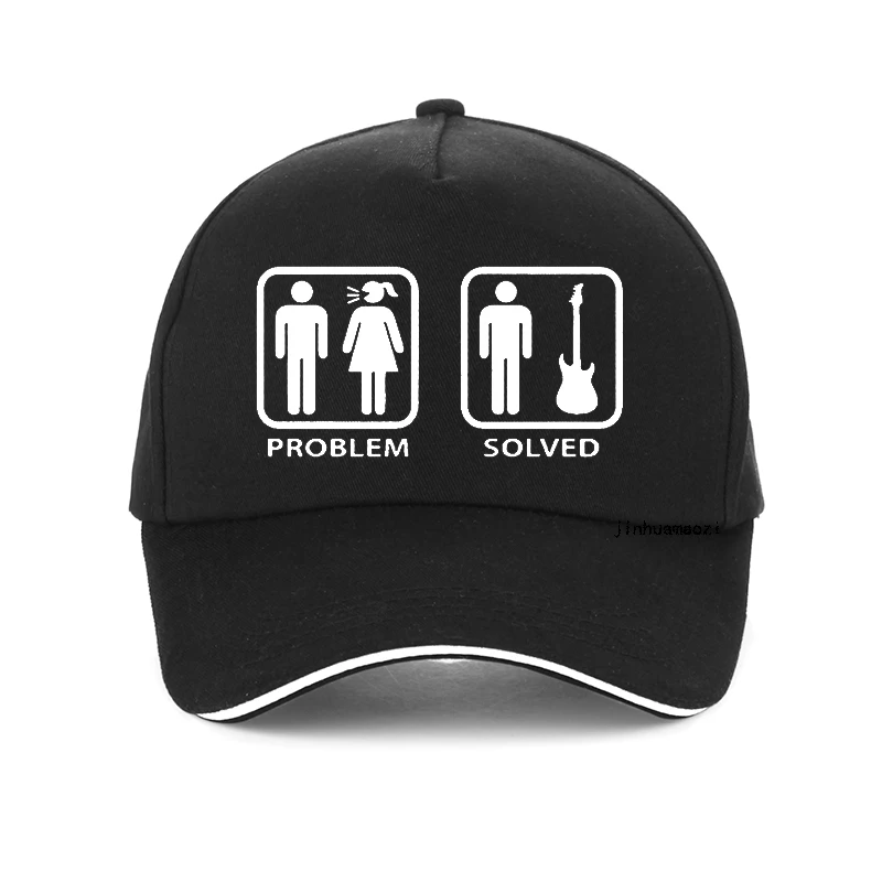 

New Summer Style Problem Solved Guitar cap men Women Electric Acoustic Bass Player Strings Funny Baseball Cap bone Snapback