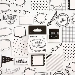 Black white Dialog Decorative Stationery mini Stickers set Scrapbooking DIY Diary Album Stick Lable