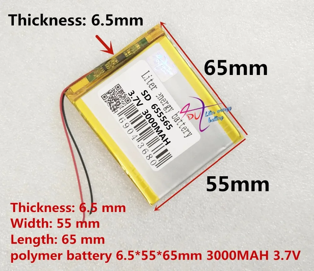 Melhor marca da bateria 3.7 V Frete grátis, 3000 mAH, [655565] PLIB; polímero de íon de lítio/bateria de Iões de lítio para dvr, GPS, mp3, mp4, telefone celular