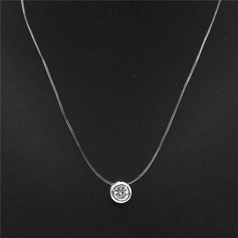 ADOLPH Transparent Fishing Line Zircon Choker Necklace Silver Invisible Chain Necklace Women Rhinestone Collier Jewelry Femme