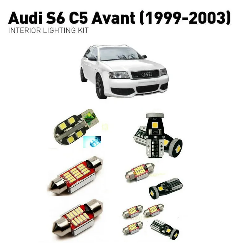 

Светодиодные внутренние фары для Audi s6 c5 avant 1999-2003, 19 шт., светодиодные фары для автомобилей, комплект освещения, автомобильные лампы Canbus