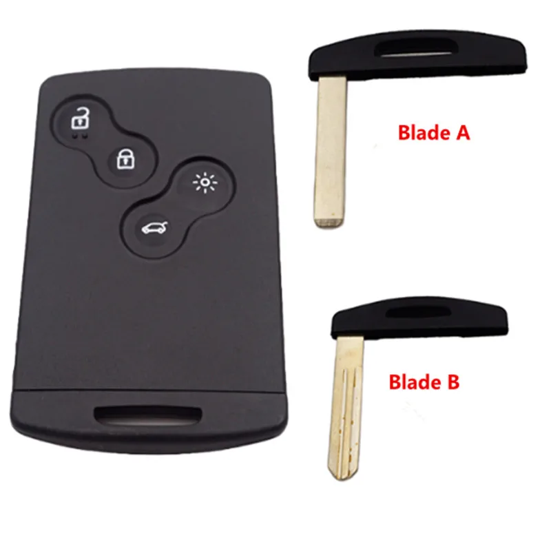 3pcs 4 Buttons Remote Smart Key Shell Card For Renault Laguna Koleos Clio Car Key Blanks Case With Insert blade