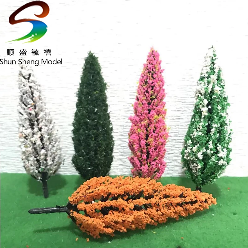 30-120pcs High 3.5-14cm Mix6 Color Mini Model Plastic Tree Construction Sand Table Model Scene Model flower Tree