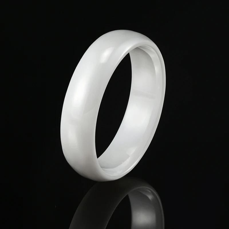 New Wide 4mm And 6mm Beautiful Smooth Ceramic Woman Ring High Quality Light Pink Black White Wholesale Ring Jewelry For Women