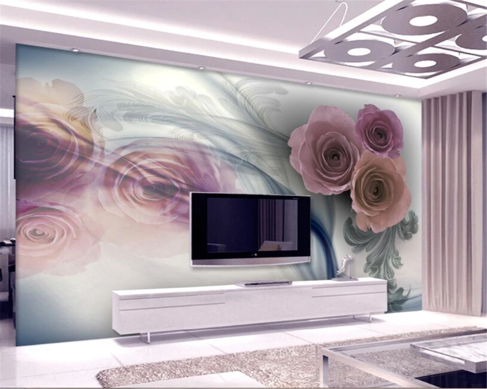 

beibehang Custom room decoration wallpaper retro European rose flower modern fashion TV backdrop wall wallpaper for walls 3 d