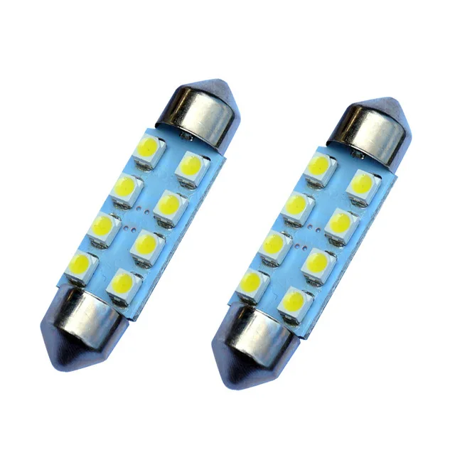 100pcs Festoon Led 31mm 36mm 39mm 41mm C5W 1210 3528 8 SMD 8 LED Reading Lamps Interior Lamps Roof Dome Light  white 12V