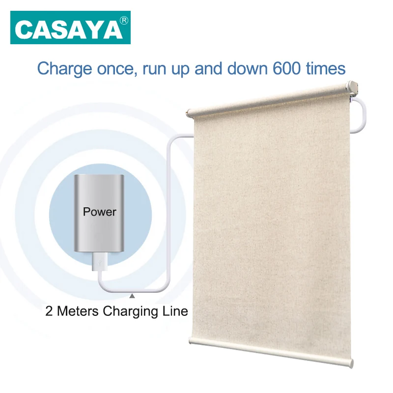 CASAYA Customized Electric Motorized Blinds, Daylight and Blackout, Rechargeable Tubular Motor, Smart Blinds for Home and Office