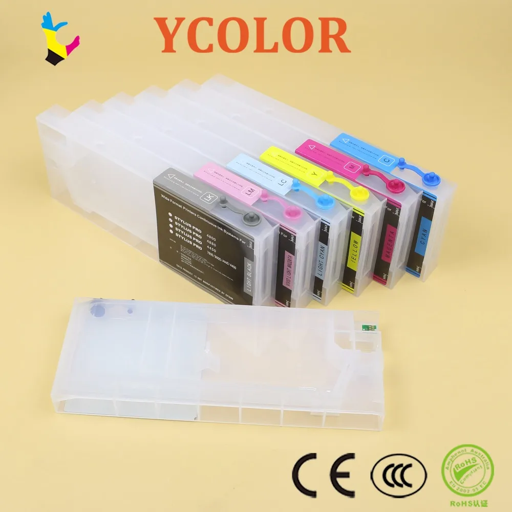 

Free shipping !!! DGYCJLFP 7colors/set Refillable Ink Cartridge with resettable chip For Epson 7600 9600 printer