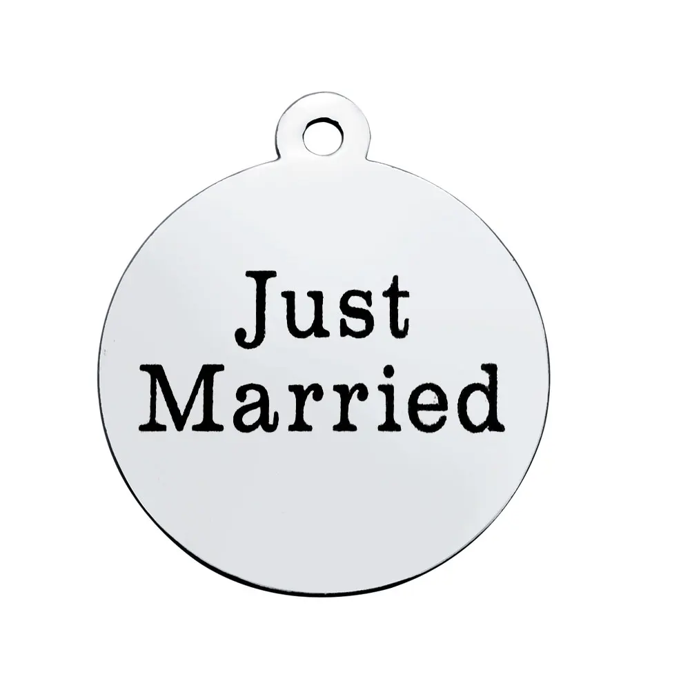 BULK 30pcs Stainless Steel Just Married Charms Pendant Wedding Bridal Jewelry Making 20*23.2mm