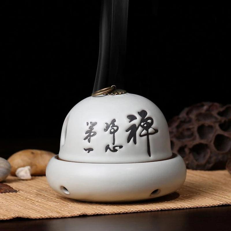 Zen mind back handicraft incense  ceramic tea incense incense  tower Ru tea set