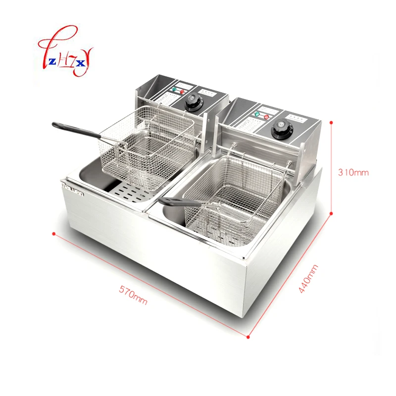 2 탱크 전기 딥 프라이어 스테인레스 스틸 상업용 전기 프라이어 프렌치 프라이 프라이드 치킨 딥 프라이팬, 전기 딥 프라이어, 스테인레스 스틸, 상업용, 튀김, 튀김, 튀김, 프라이팬, 2 개의 탱크, 스테인레스 스틸, 상업용
