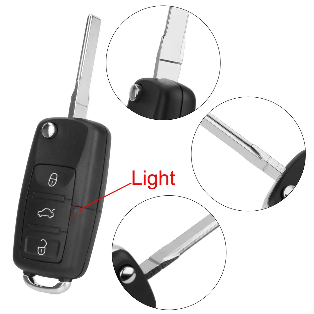 FORAUTO Remote Flip Folding Key Shell Car Key Key Case Cover 3 Buttons for WV Golf Touran Tiguan B5 Replacement Car Styling