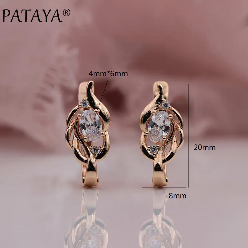 PATAYA 328 Anniversary New Women Wedding Jewelry 585 Rose Gold Color Oval Dark Blue Natural Zircon Dangle Earrings Accessories