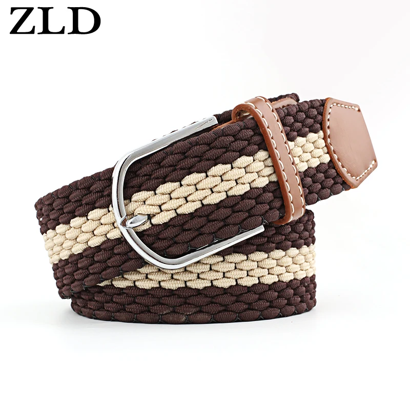 ZLD Newest Luxury Gentleman BeltWithout Holes Men's Elastic Reversible Belt With Mixed Color Stretch Woven Canvas women's Belt