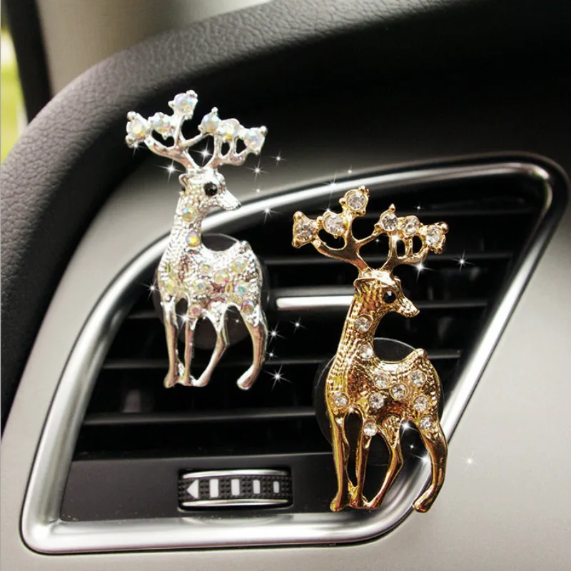 MR TEA New Diamond Flower Deer Crown Cross Car Styling Air Freshener Perfume For Car Air Condition Vent Smell Toys Accrssories