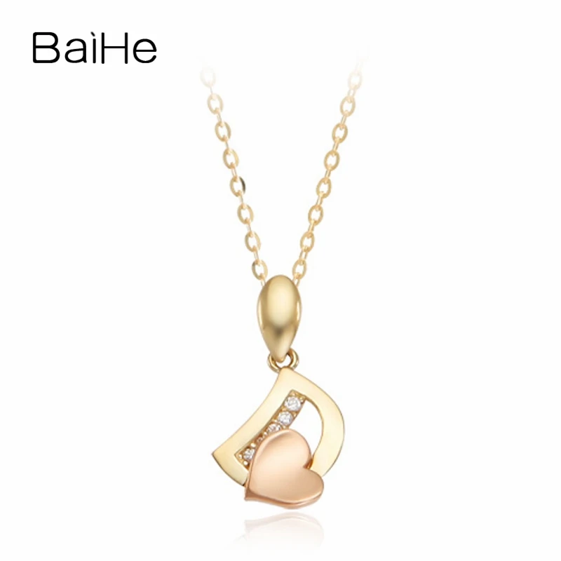 

BAIHE Solid 18K Yellow Rose Gold 0.05CT H/SI Natural Diamond Necklace Women Wedding Engagement Fine Jewelry Making 다이아몬드 목걸이