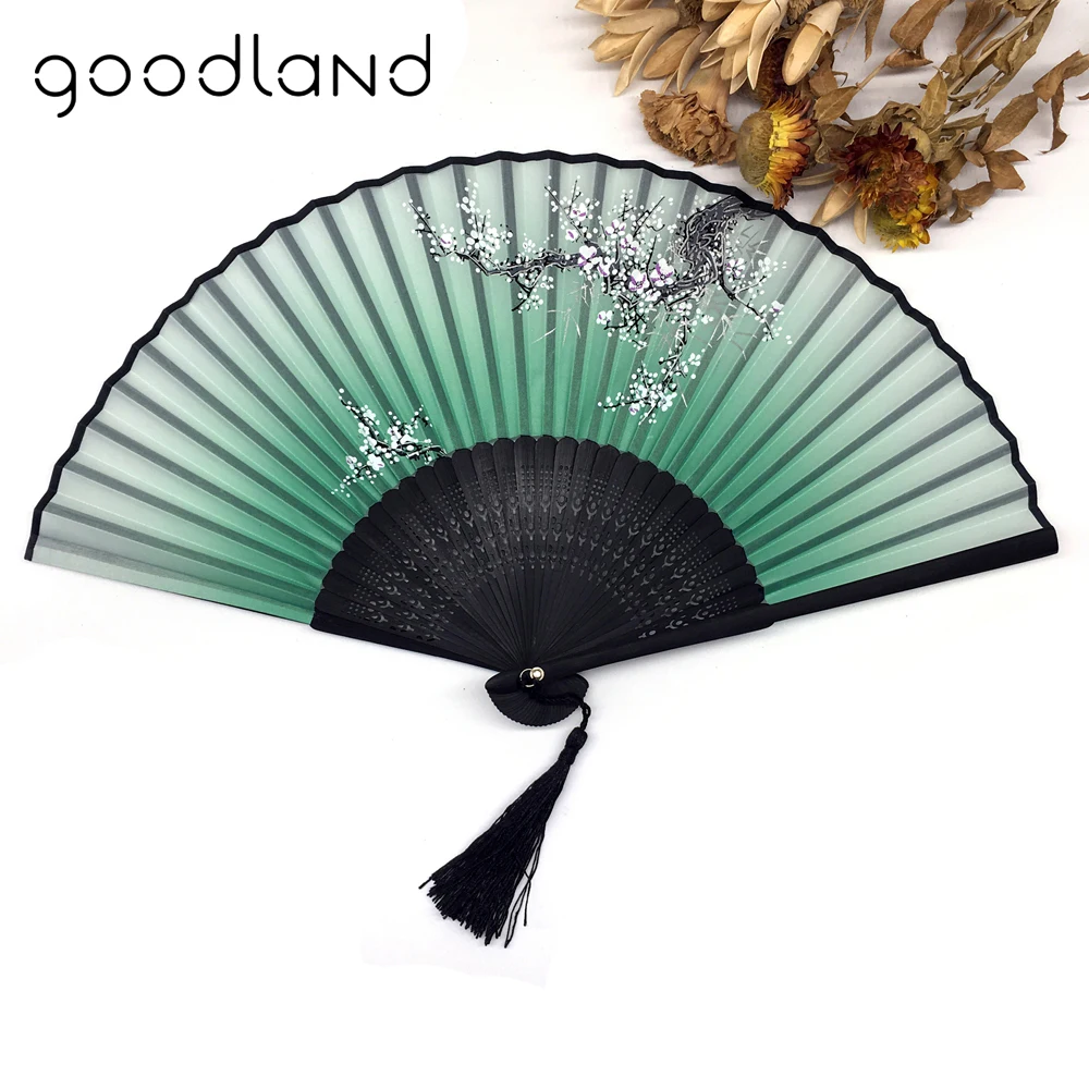 Free Shipping 10pcs Vintage Retro Spun Silk Blossom Flower Print Hand Fans Hollow Flower Hand Fan Party Decoration