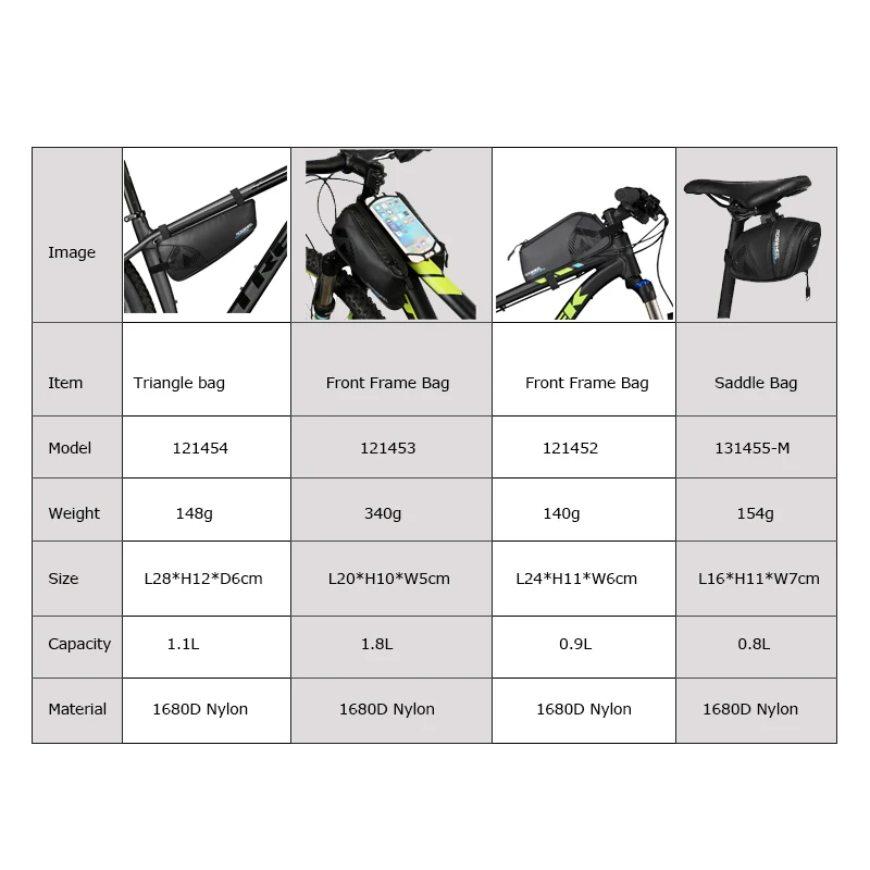 Roswheel Cross Series 121454 Bike Bicycle Cycling Saddle Bag Rear Seat Bag Top Tube Front Frame Bag Triangle Pannier Pack