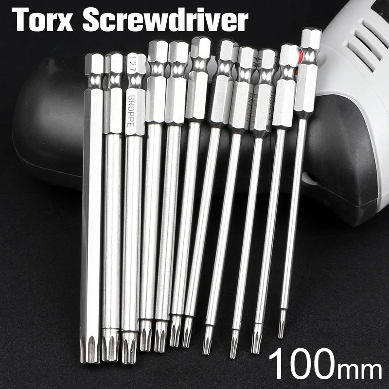 HOEN 11pcs 100mm Long Steel Magnetic Torx Hex Security Electric Screwdriver Bit Set For   Magnetic Screwdriver Bit Tool Set