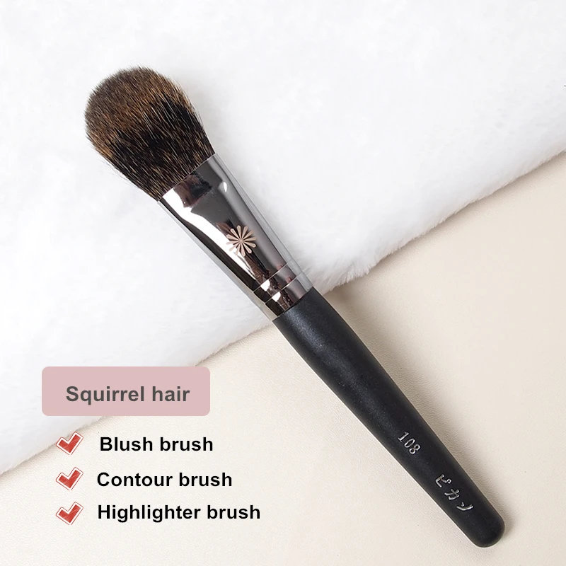 High-end Blusher Brush #108 Soft Dense Squirrel Hair Highlighter Shadow Contouring Sculpting Makeup Brush Korean Beauty