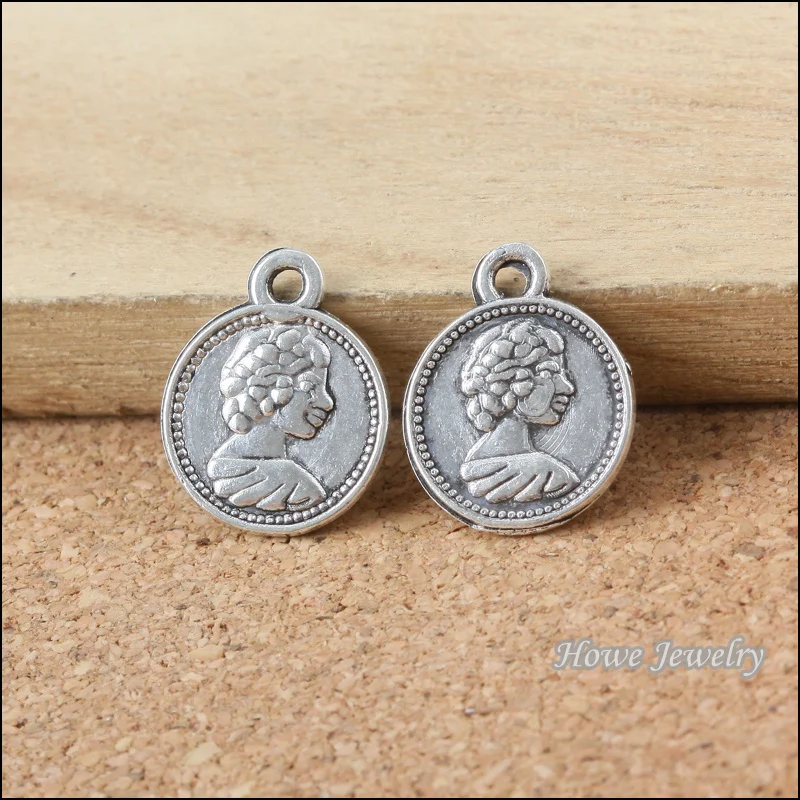 

200pcs silver tone plated elizabeth coin pendant fit for necklaces & pendants DIY jewelry findings Accessories B045