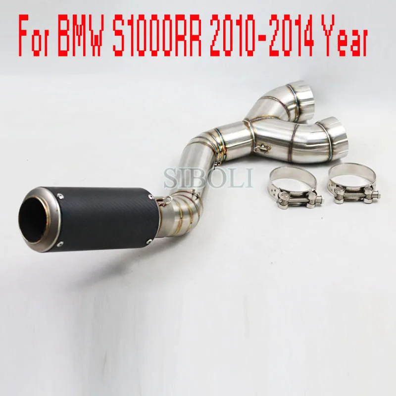 

Motorcycle Full Exhaust System Slip On Carbon Fiber Muffler Mid Pipe Connect Tube For S1000RR 2010 2012 2013 2014 Year YA017