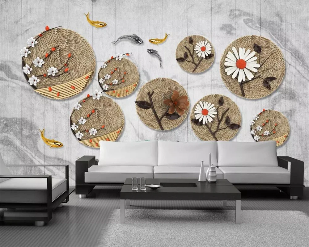 

Custom wallpaper photo Zen rope fishing fish mural TV background wall home decoration living room bedroom 3d wallpaper