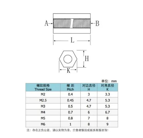 10pcs M5 Brass Hexagonal Threaded Double Pass Spacers Hexagon Copper Post