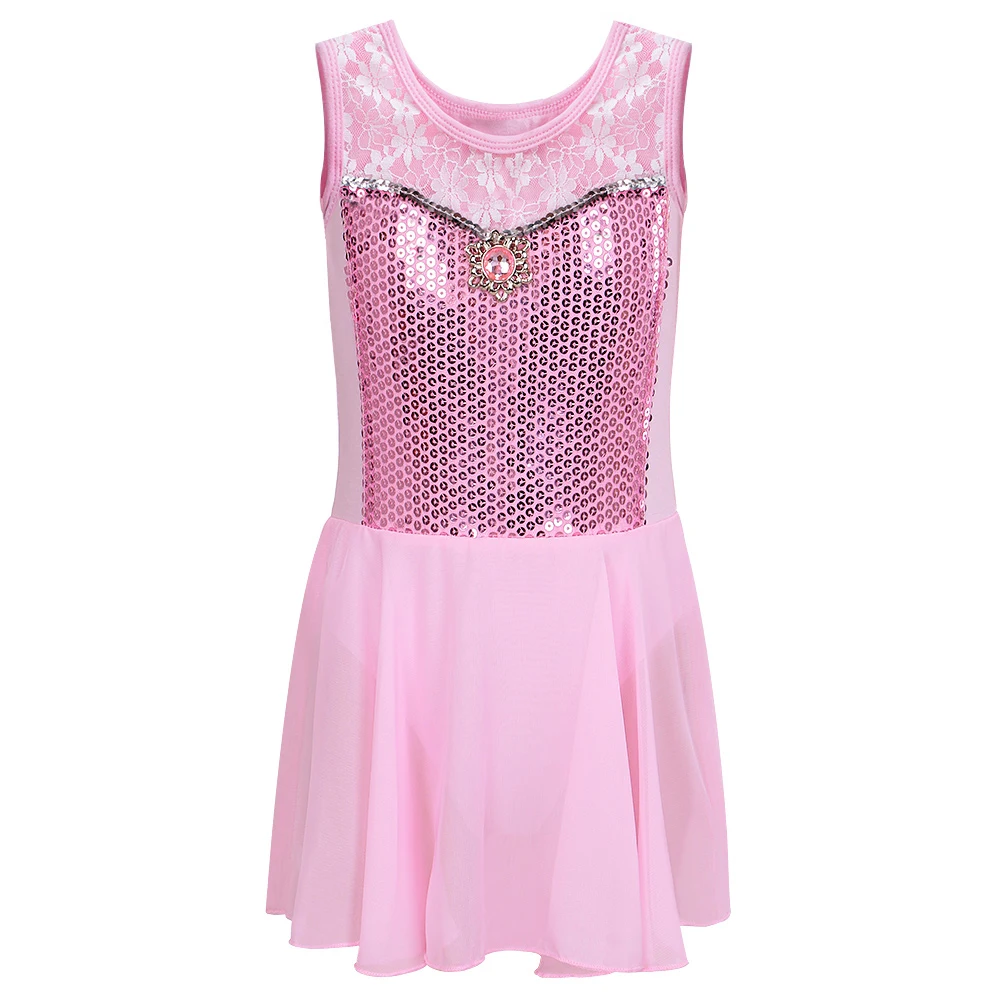 Falda de Ballet sin mangas para niñas adolescentes, leotardo de gimnasia, vestido de Ballet con estampado de dibujos animados, trajes de baile profesionales